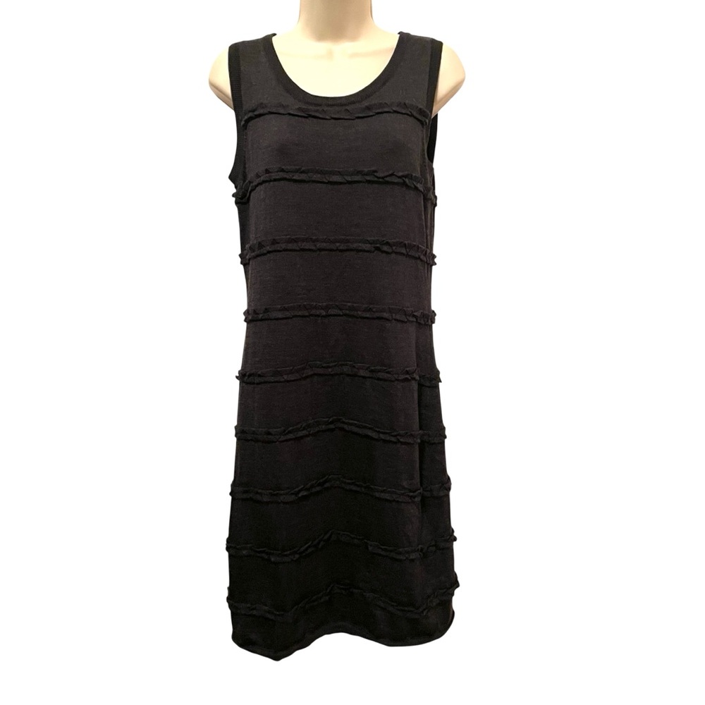Calvin Klein Women’s Dress Merino Wool Blend Sheath Ruffles Knit Sz Medium Gray